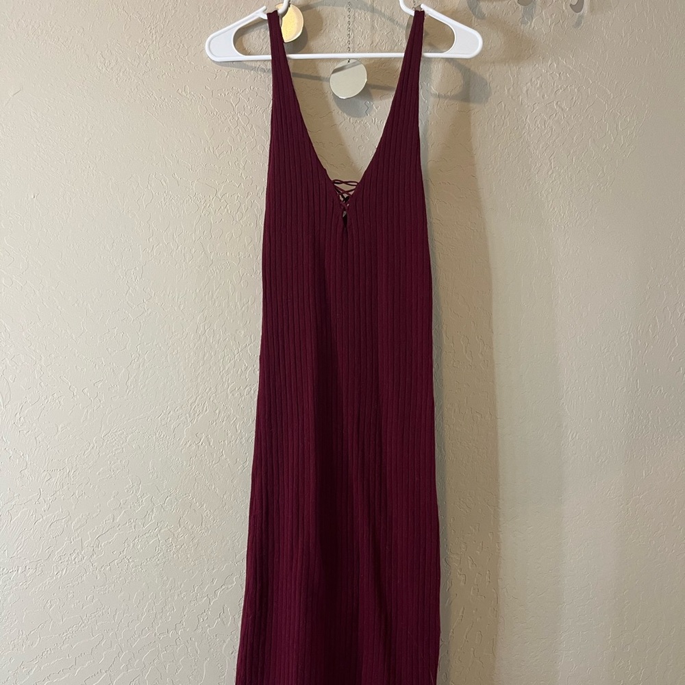 Love Stitch Burgundy Body Con Dress